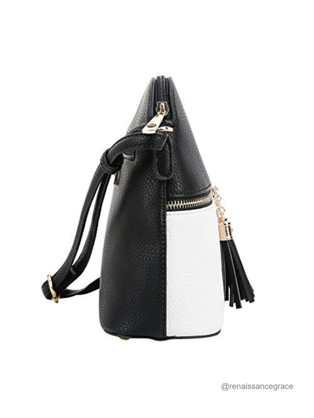 Faux Leather Medium Dome Crossbody Bag with Adjustable Strap and Tassel - Picture 4 of 6